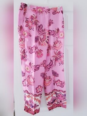 Zara Pink Floral Wide-Leg Pants